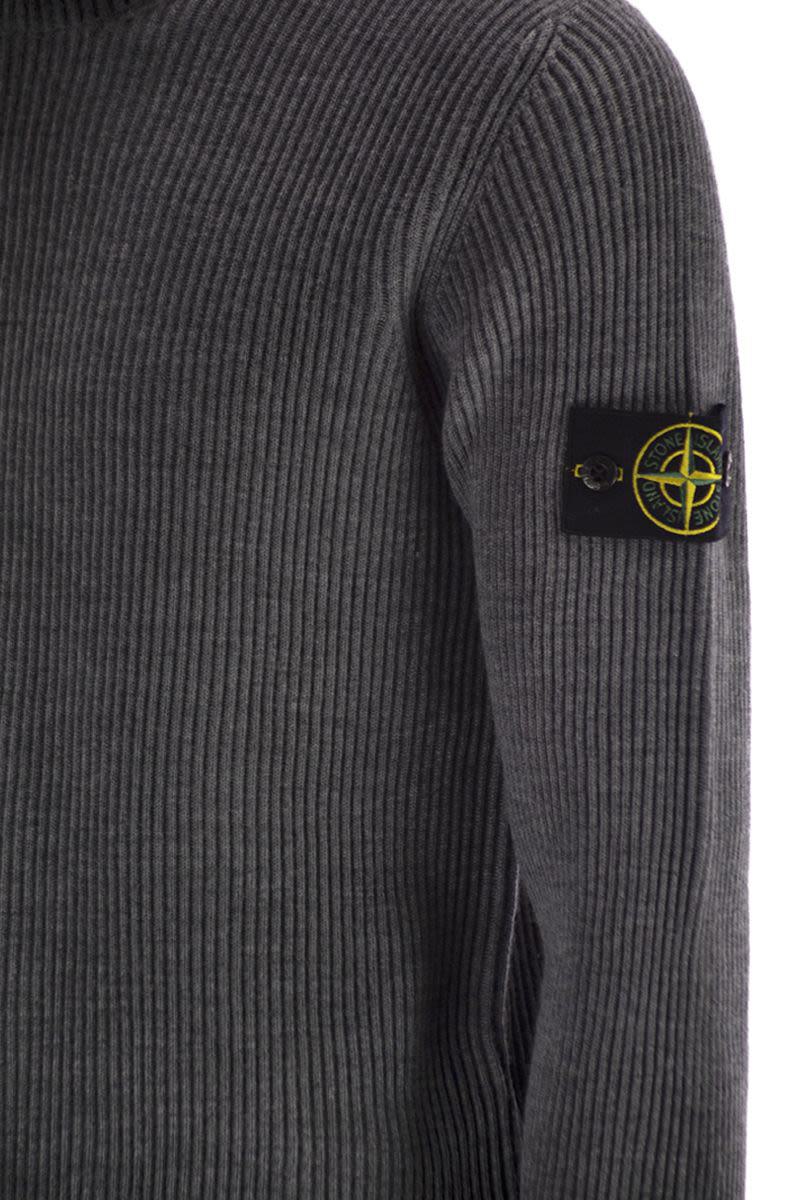 Stone Island Finely Ribbed Turtleneck Sweater