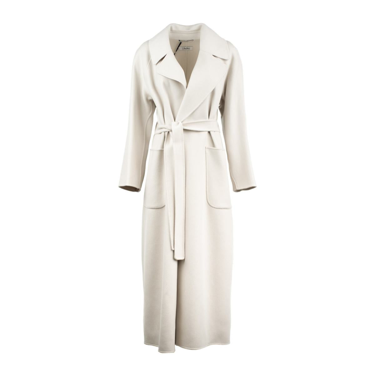 Max Mara Ivory Wool Long Robe Coat