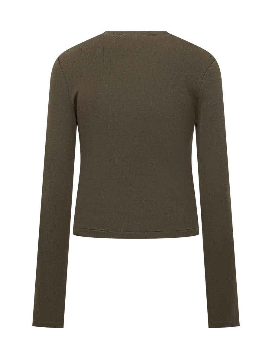 Iro Iro Khaki Top With Crossover Neckline