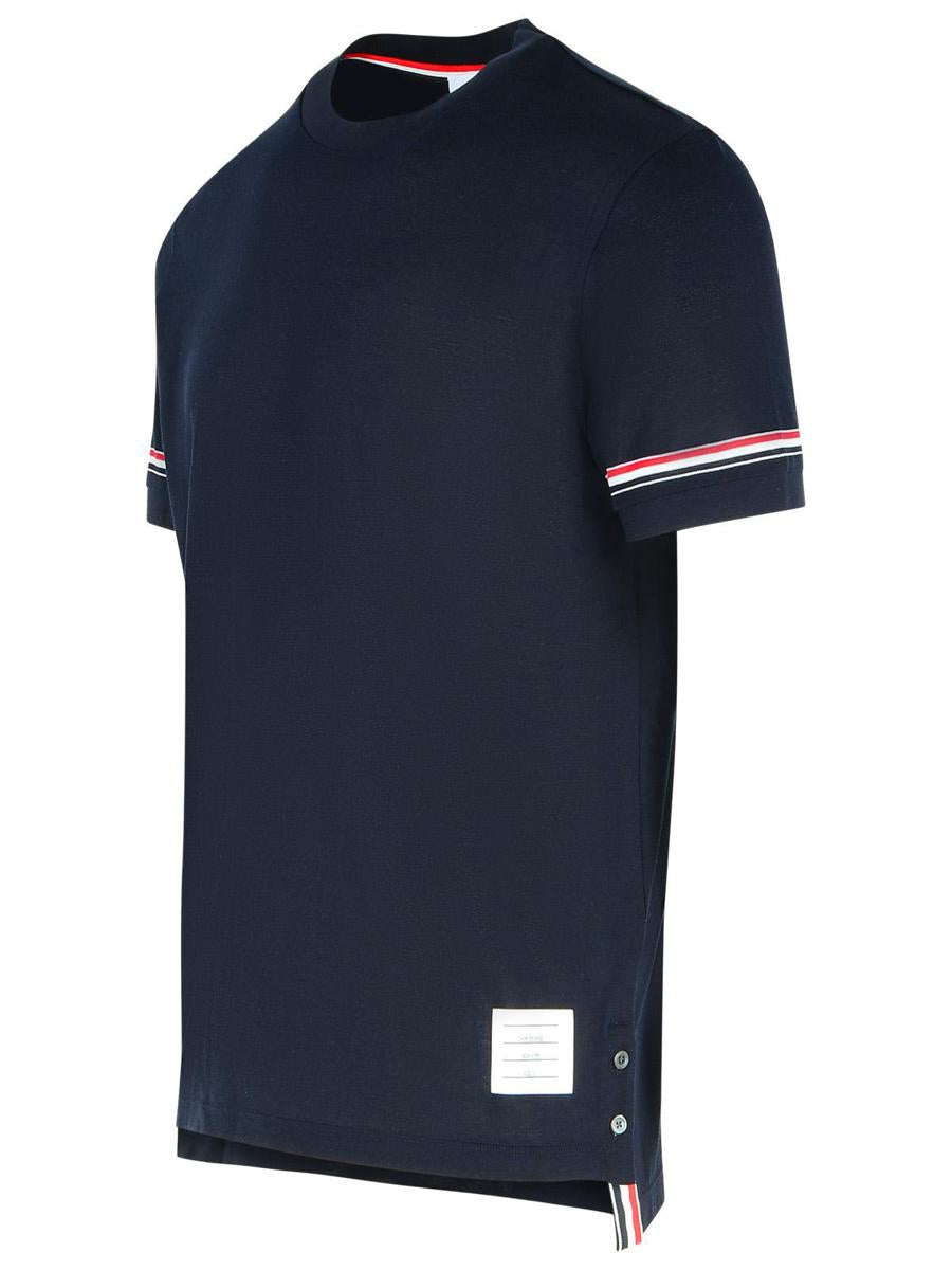 Thom Browne 'Cuff' Navy Cotton T-Shirt