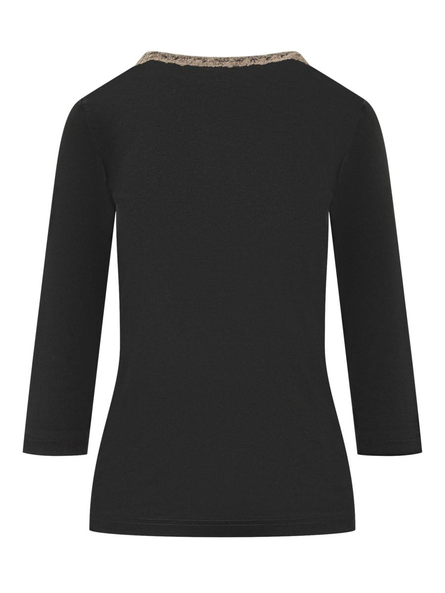 Fabiana Filippi Black T-Shirt With Embroidery By Fabiana Filippi
