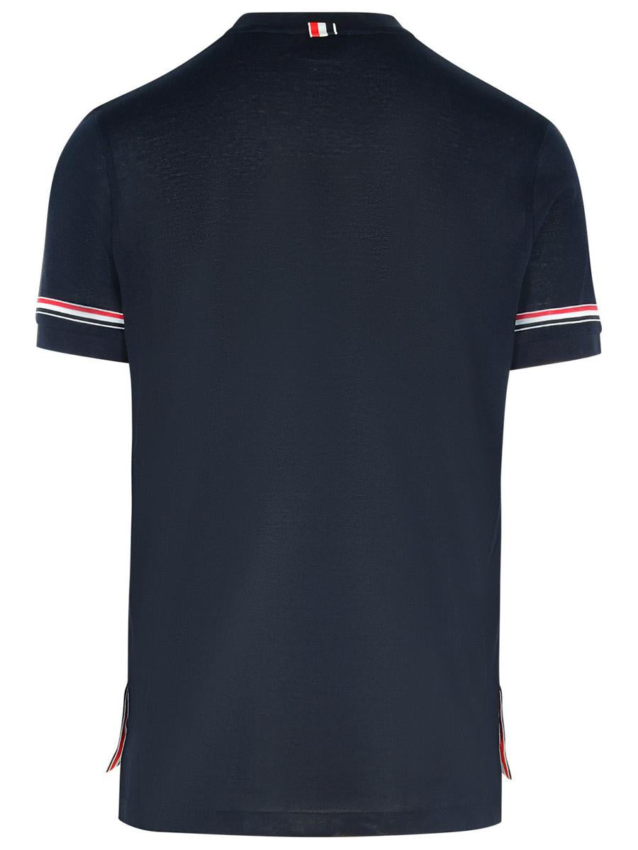 Thom Browne 'Cuff' Navy Cotton T-Shirt