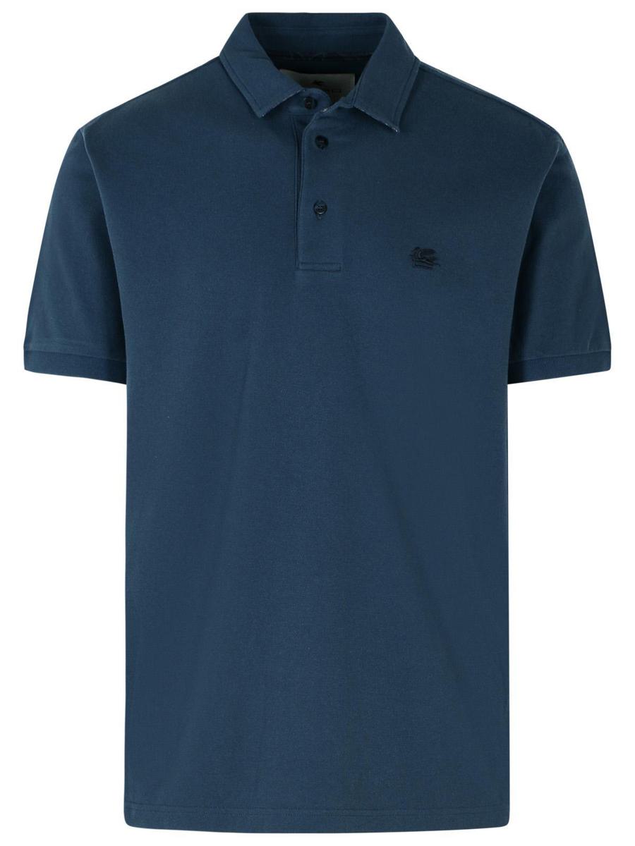 Etro 'Roma' Navy Cotton Polo Shirt