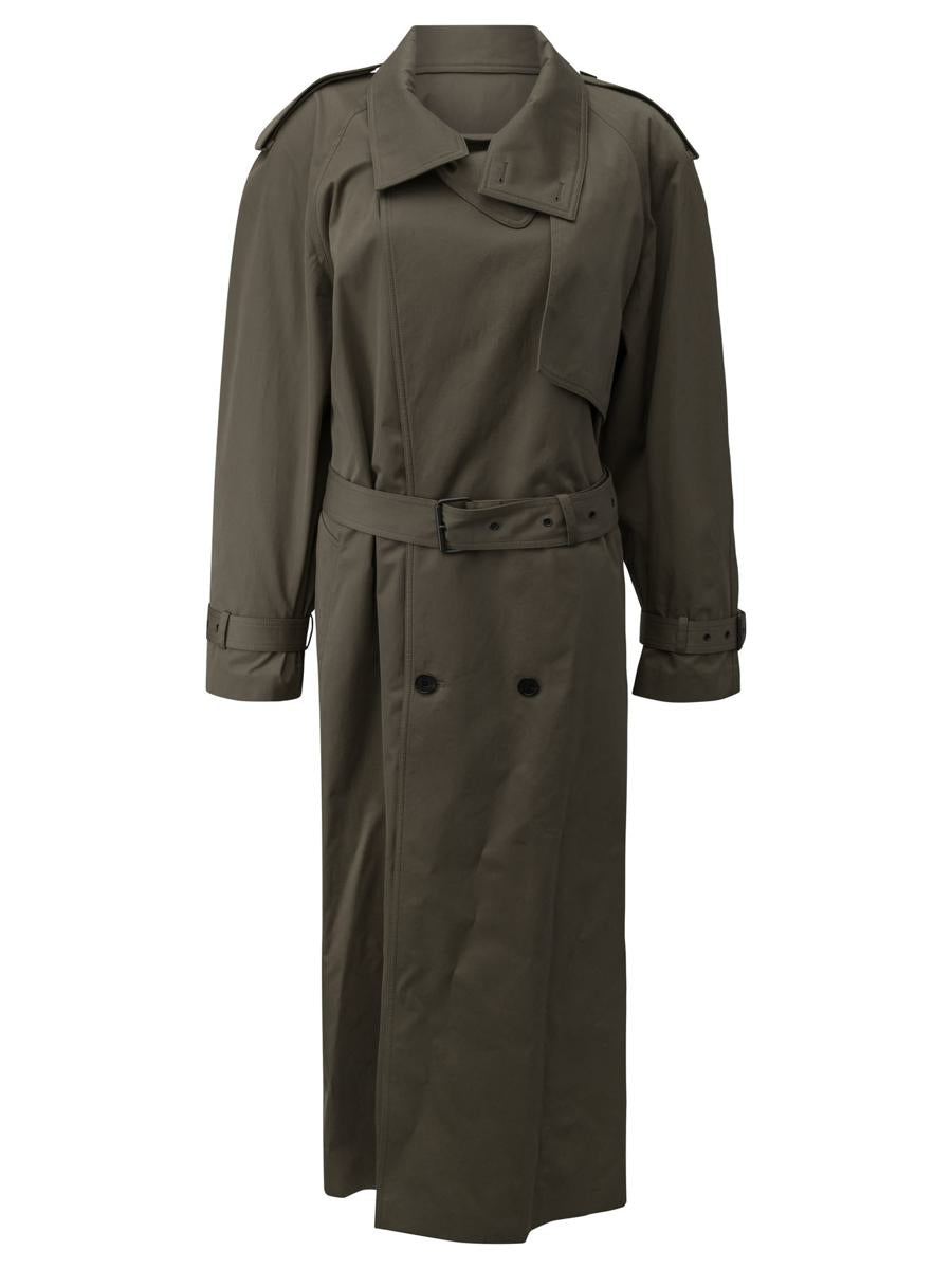 Saint Laurent Cotton Long Coat With Belt