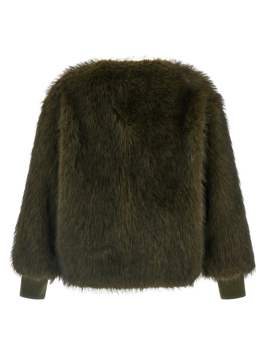 Nude Faux Fur Bomber Jacket