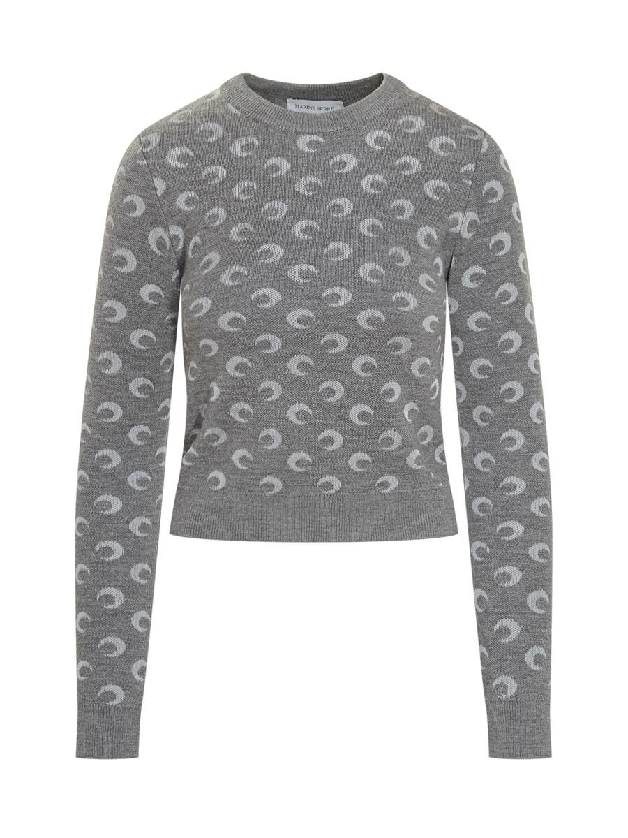 Marine Serre Grey Slim Fit Sweater With Moon Print By Marine Serre