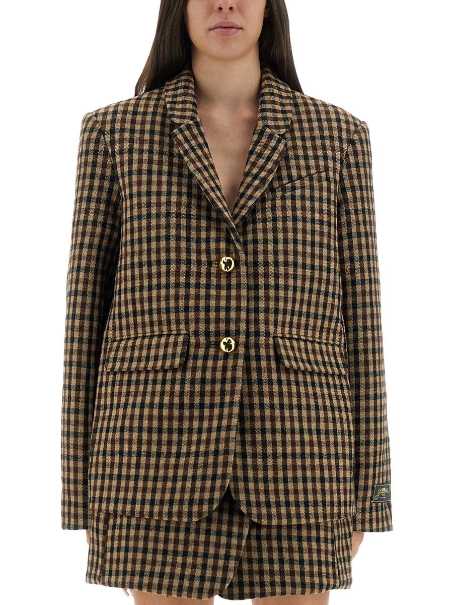 Ganni Checked Wool Blazer