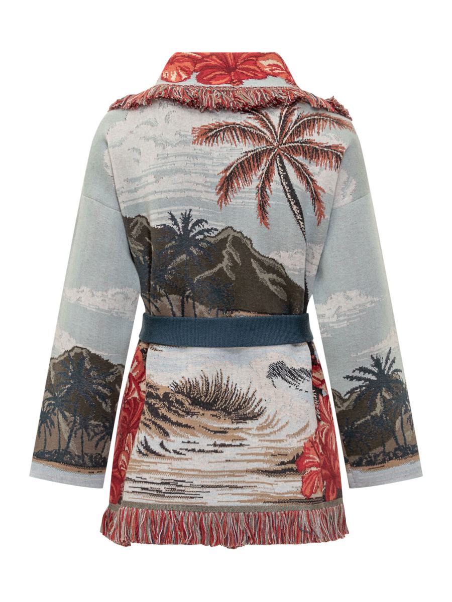 Alanui Alanui Cardigan With Tropical Pattern And Red Flowers