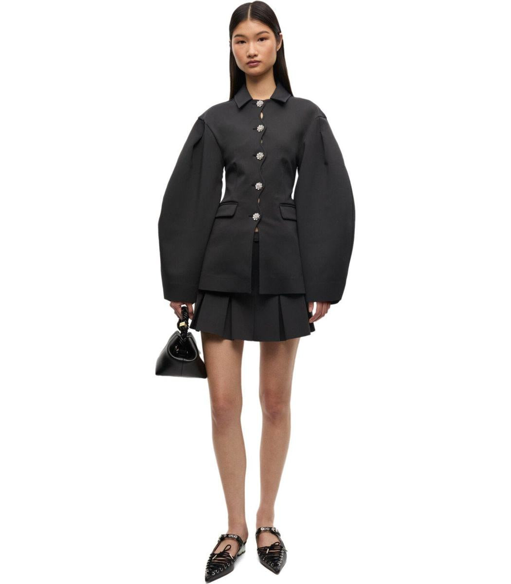 Ganni Black Pleated Mini Skirt