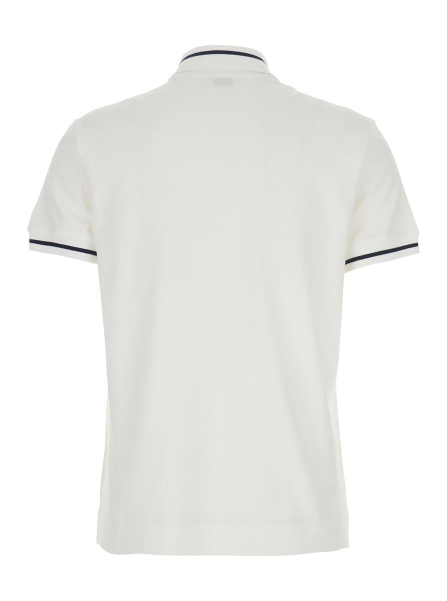 White Polo Shirt With Logo Printed On The Front In Cotton Jersey Woman