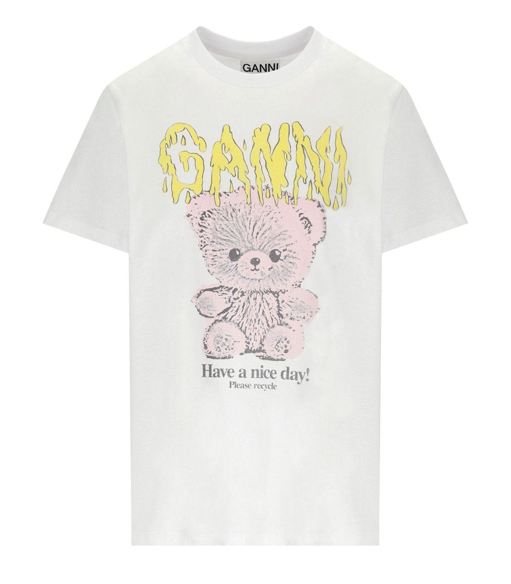 Ganni Teddy White T-Shirt