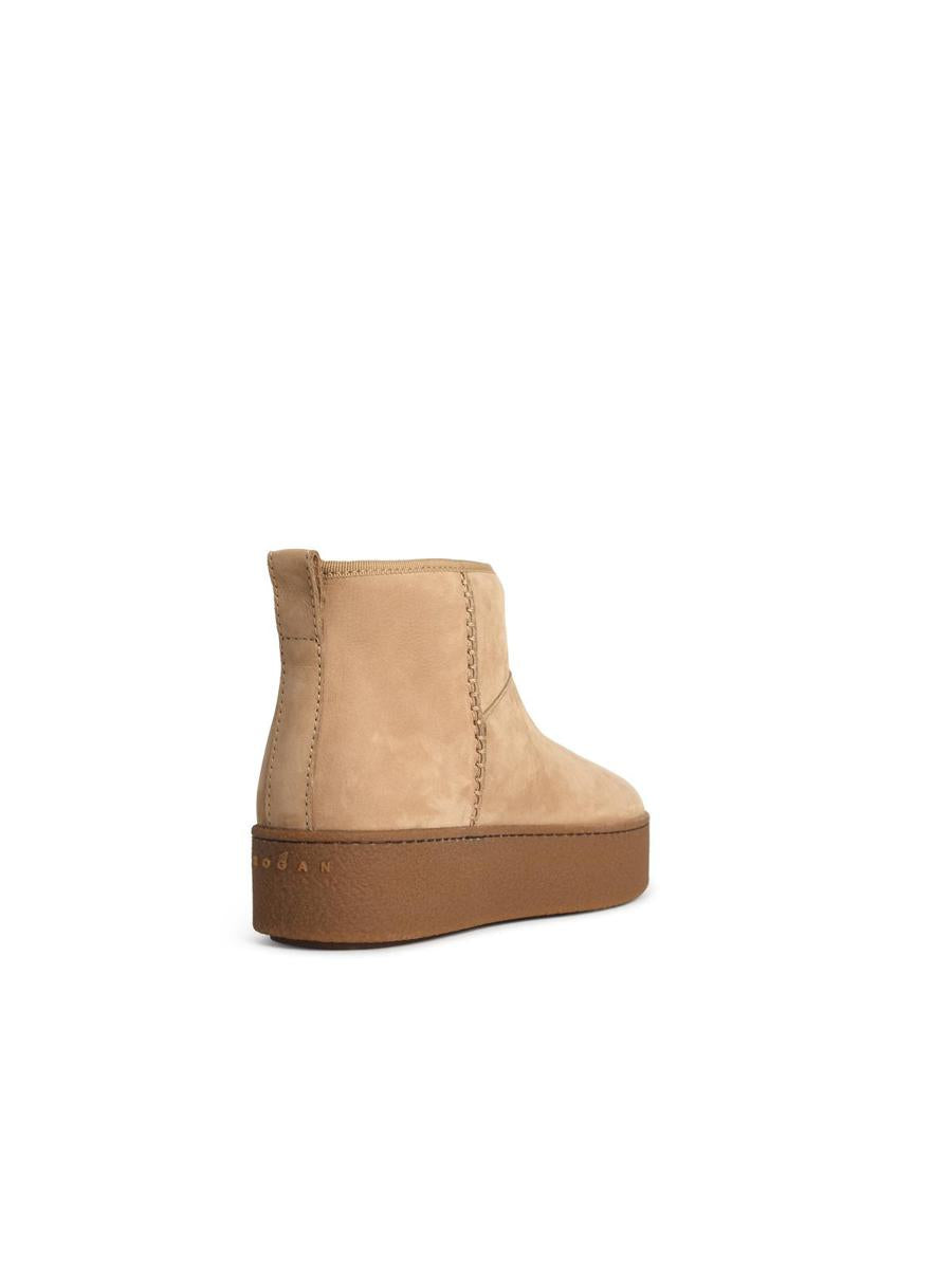 Hogan Beige Suede Ankle Boots