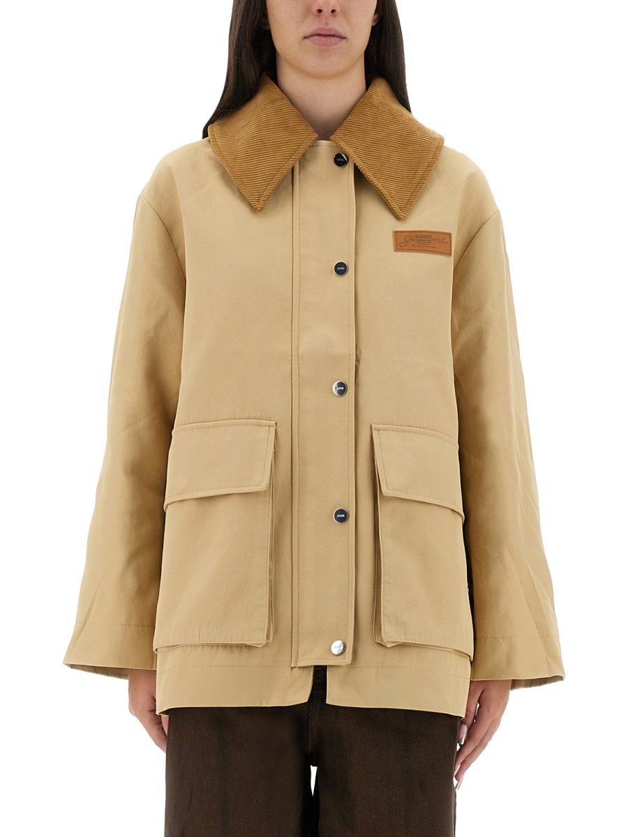 Ganni Camel Twill Midi Jacket