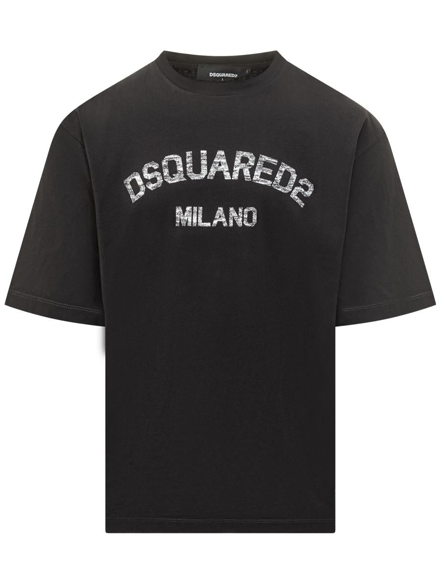 DSQUARED2 Black Cotton T-Shirt With Logo Dsquared2 Milano