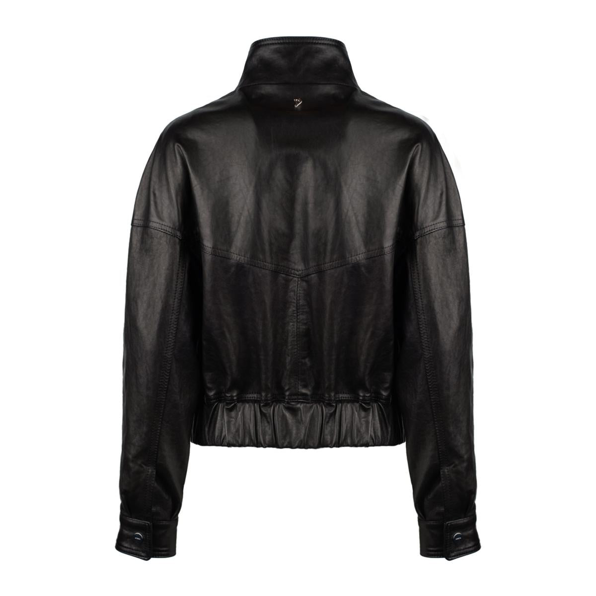 Dondup Black Slim Nappa Leather Bomber Jacket