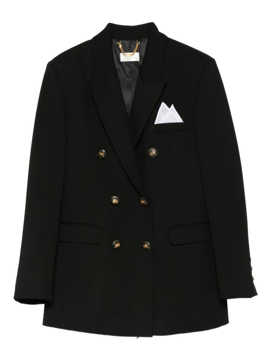 Elisabetta Franchi Cotton Gabardine Blazer With Breast Pocket Clothing
