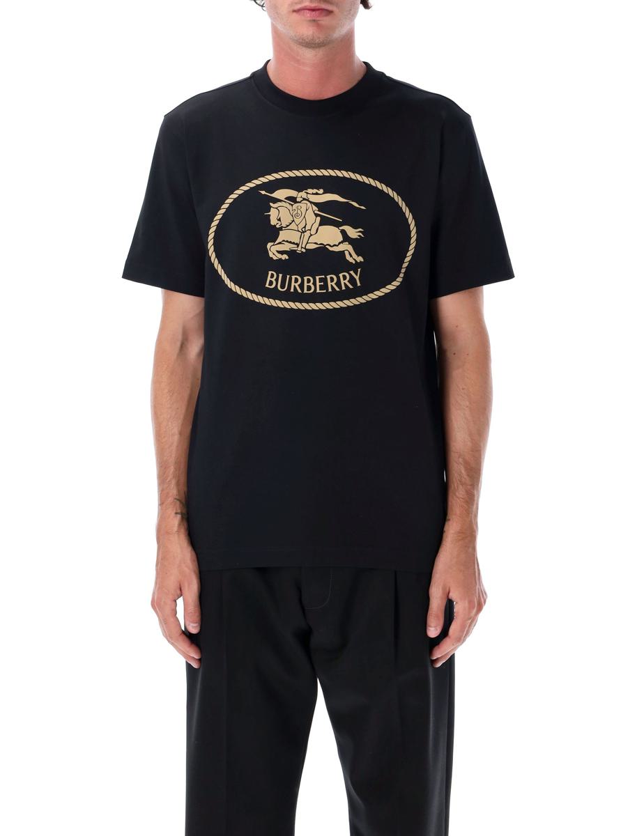 Burberry Black Cotton Knight Stamp T-Shirt