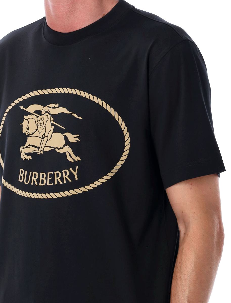 Burberry Black Cotton Knight Stamp T-Shirt