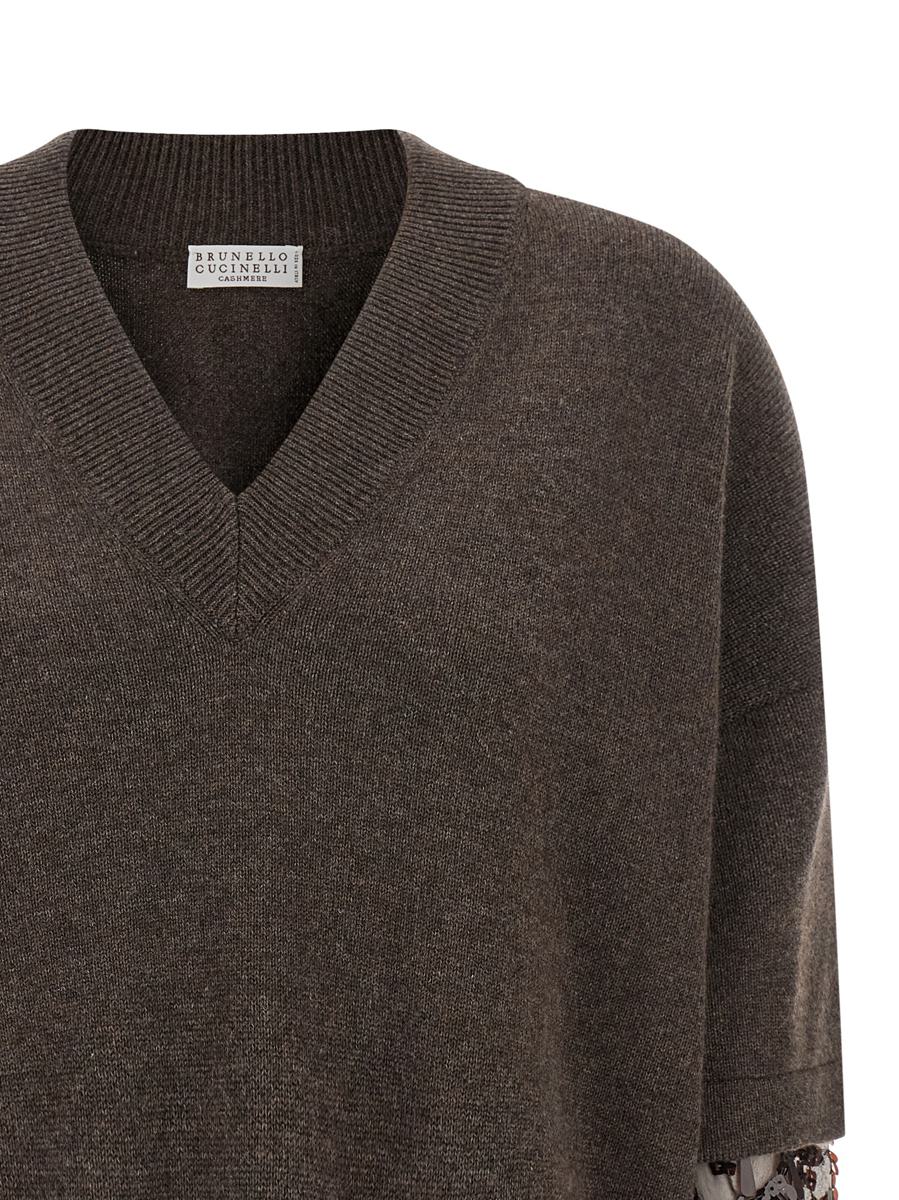 Brunello Cucinelli Sequin Sleeve Sweater