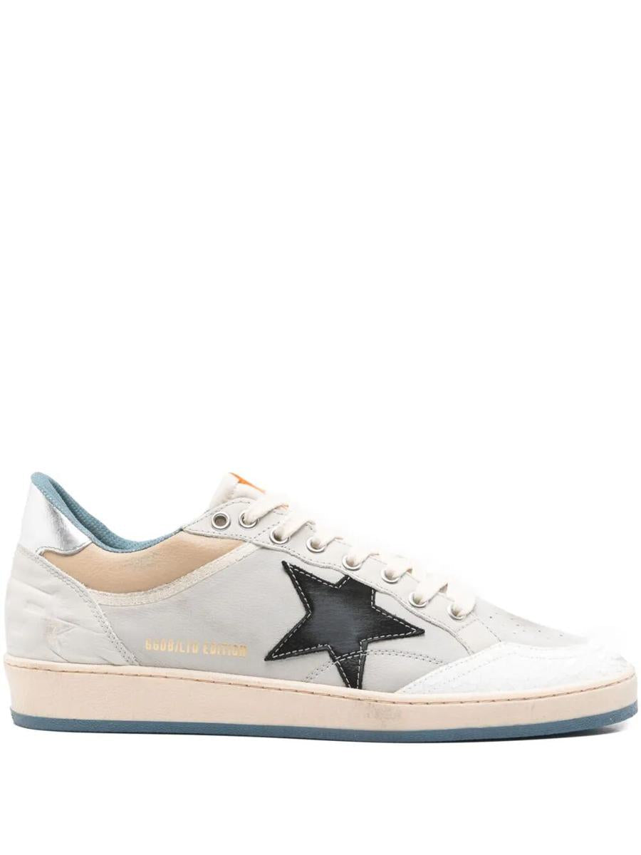 Golden Goose "Ballstar" Nubuck And Nylon Upper Crack Leather Toe Nylon Tongue Nubuck Star Laminated Heel Leather Spur Sneakers Shoes