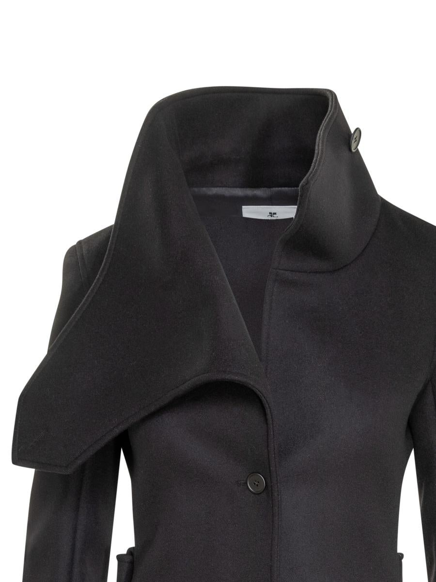 Courrèges Courrèges Wool Coat With Asymmetrical Collar