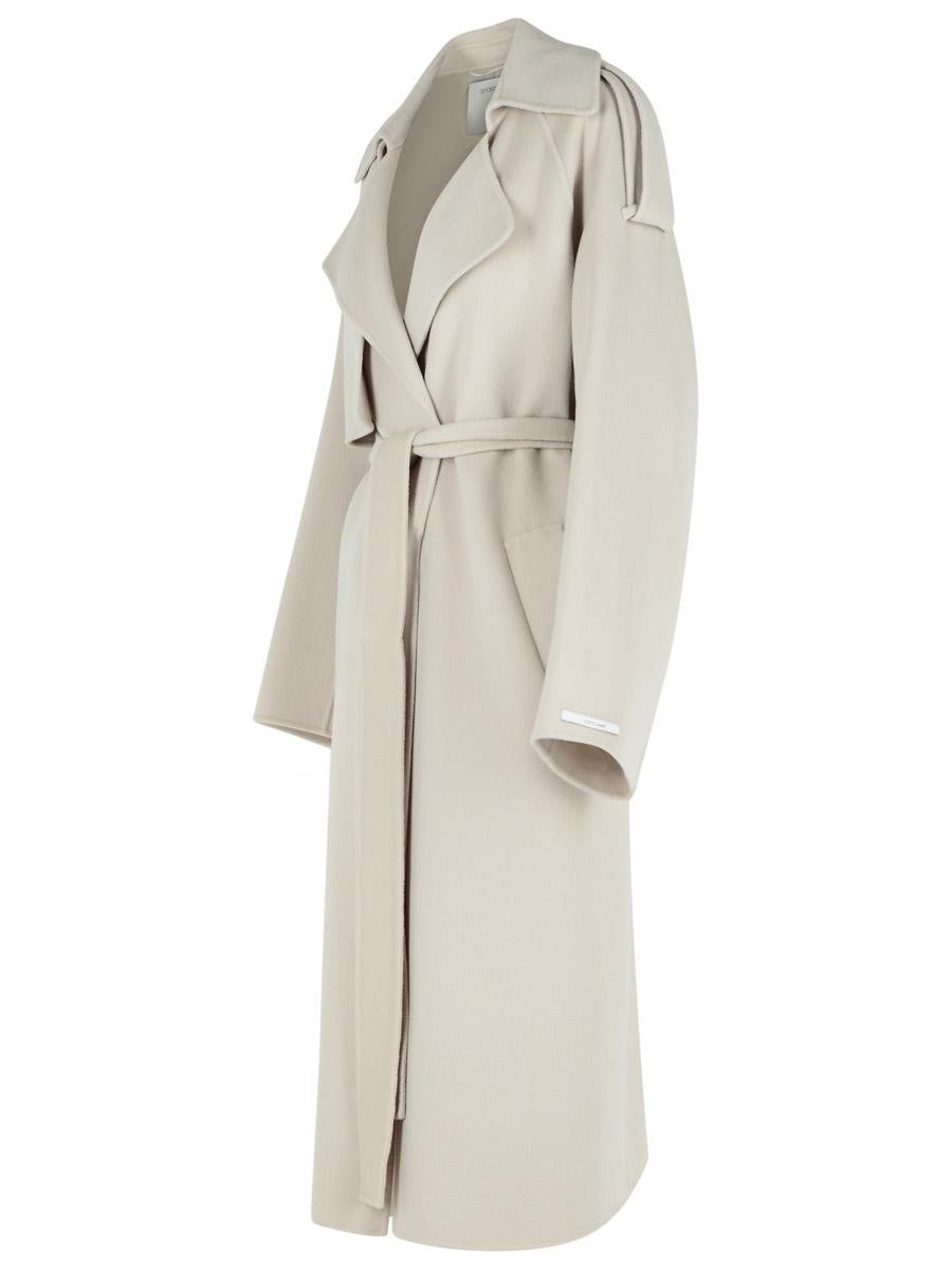 Sportmax 'Fiore' Beige Virgin Wool Coat