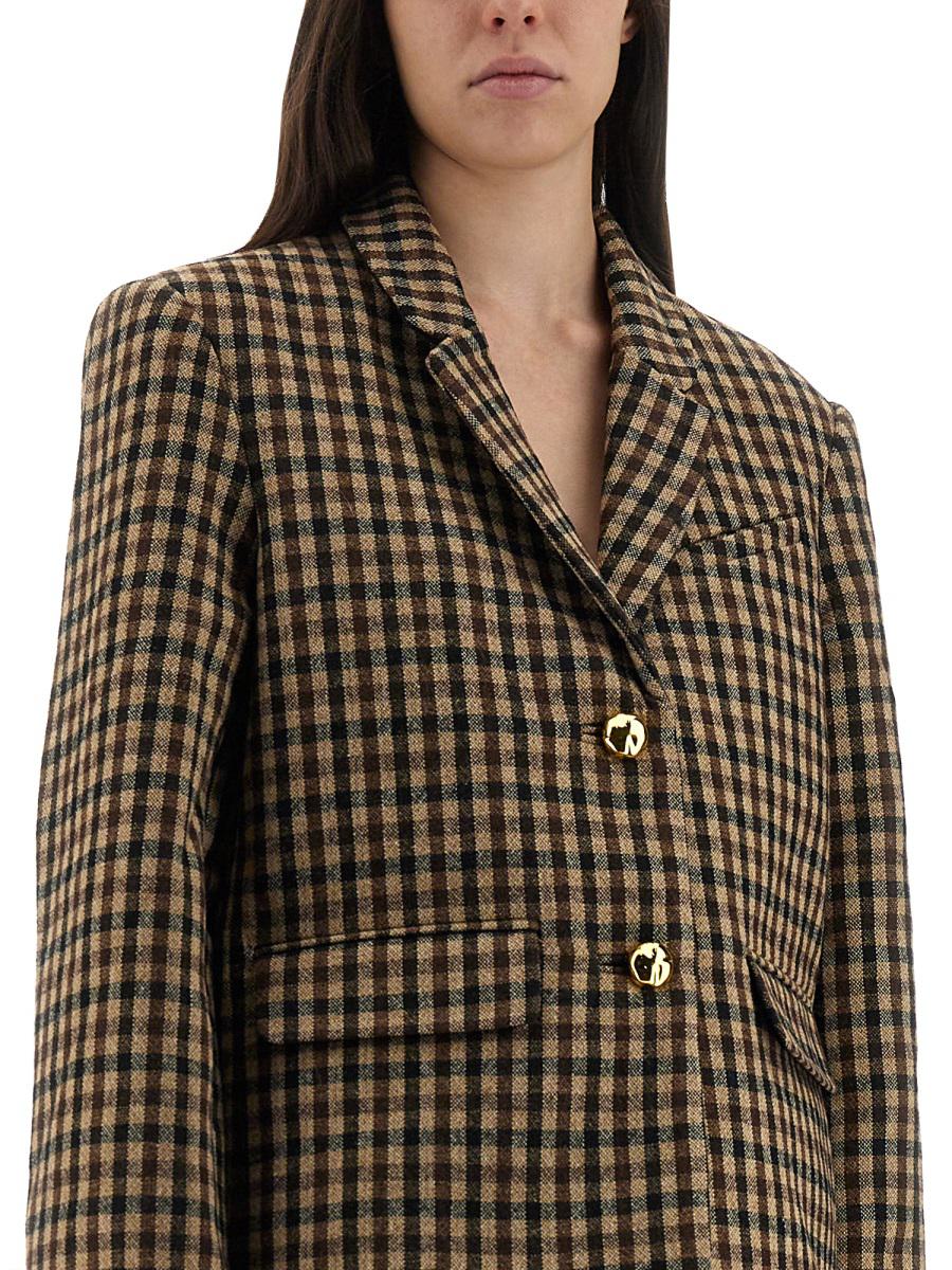 Ganni Checked Wool Blazer