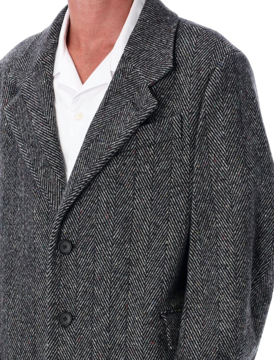Givenchy Grey Herringbone Wool Overcoat