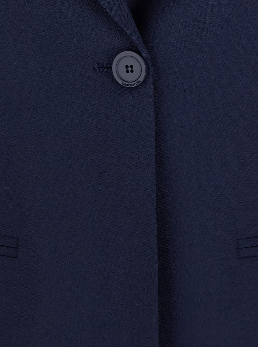 Blue Single Breasted Jacket With Classic Lapels In Tech Fabric Woman
