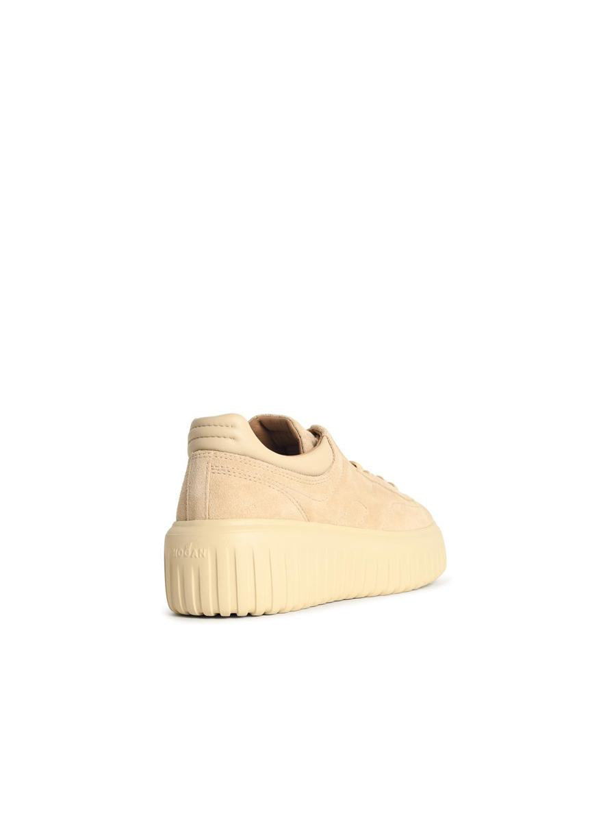 Hogan 'H-Stripes' Beige Suede Sneakers