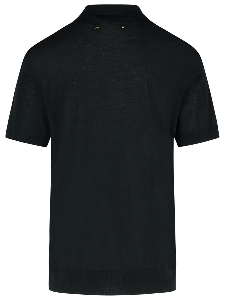 Golden Goose Black Virgin Wool Polo Shirt