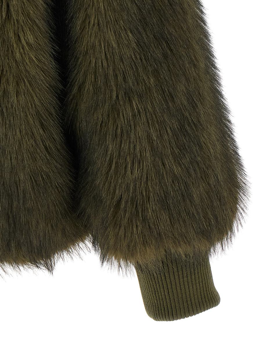Nude Faux Fur Bomber Jacket
