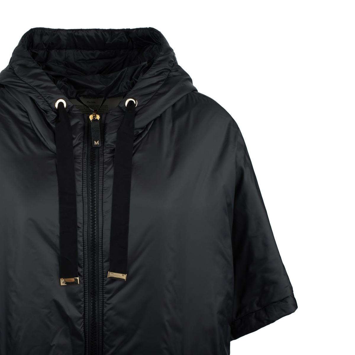 Max Mara Black Padded Cape With Drip-Proof Canvas Hood