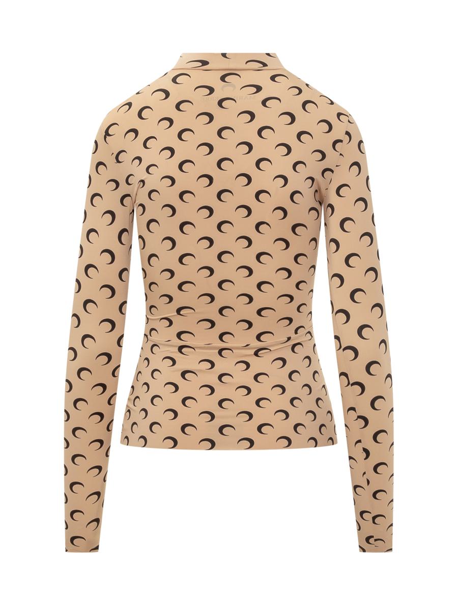Marine Serre Beige Top With Moon Print All Over By Marine Serre