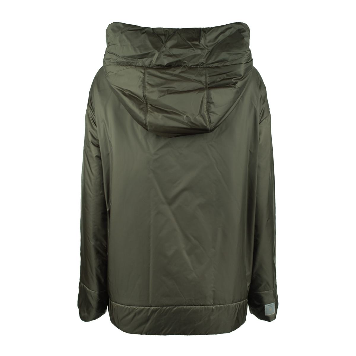 Max Mara Green Khaki Padded Drip-Proof Canvas Jacket With Hood