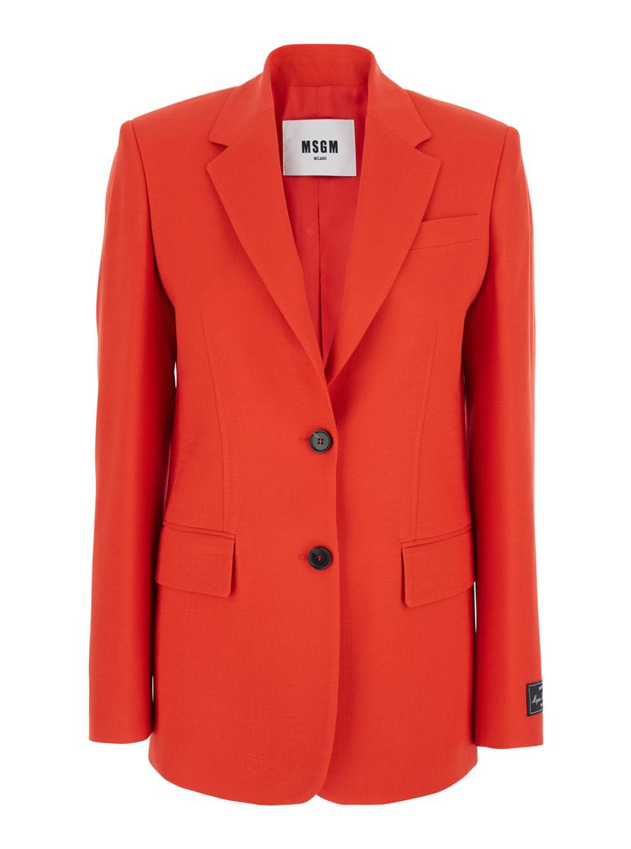 Red Jacket With Classic Lapels And Chest Pocket In Viscose Blend Woman