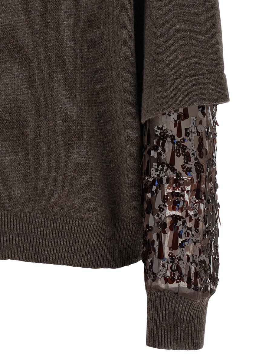 Brunello Cucinelli Sequin Sleeve Sweater