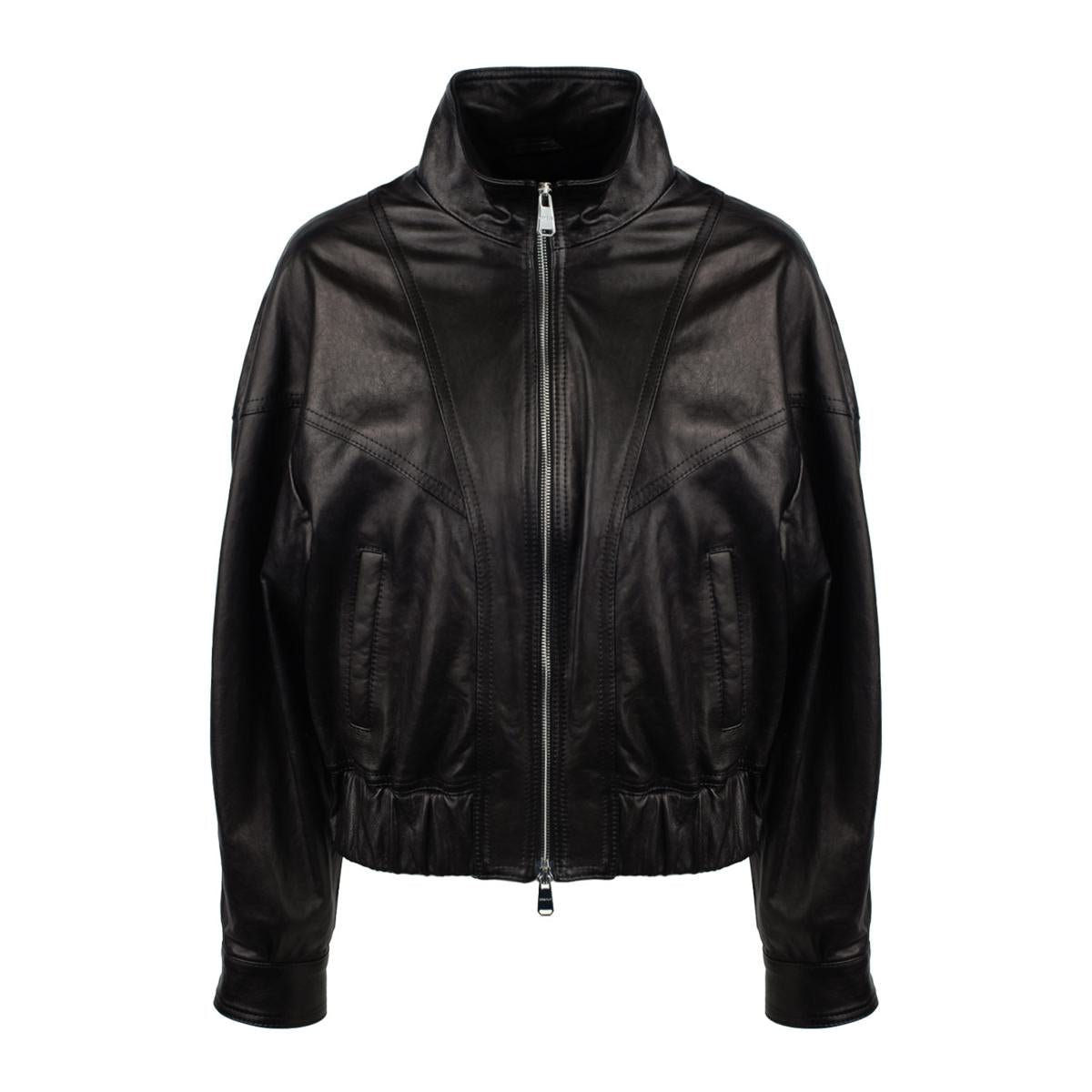Dondup Black Slim Nappa Leather Bomber Jacket