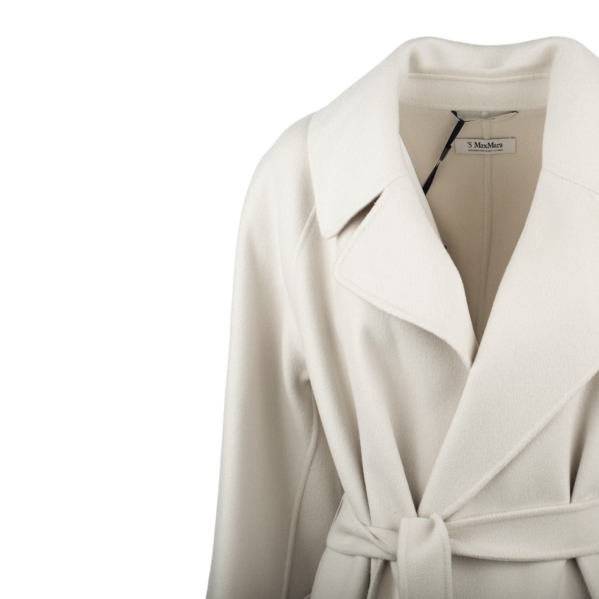 Max Mara Ivory Wool Long Robe Coat