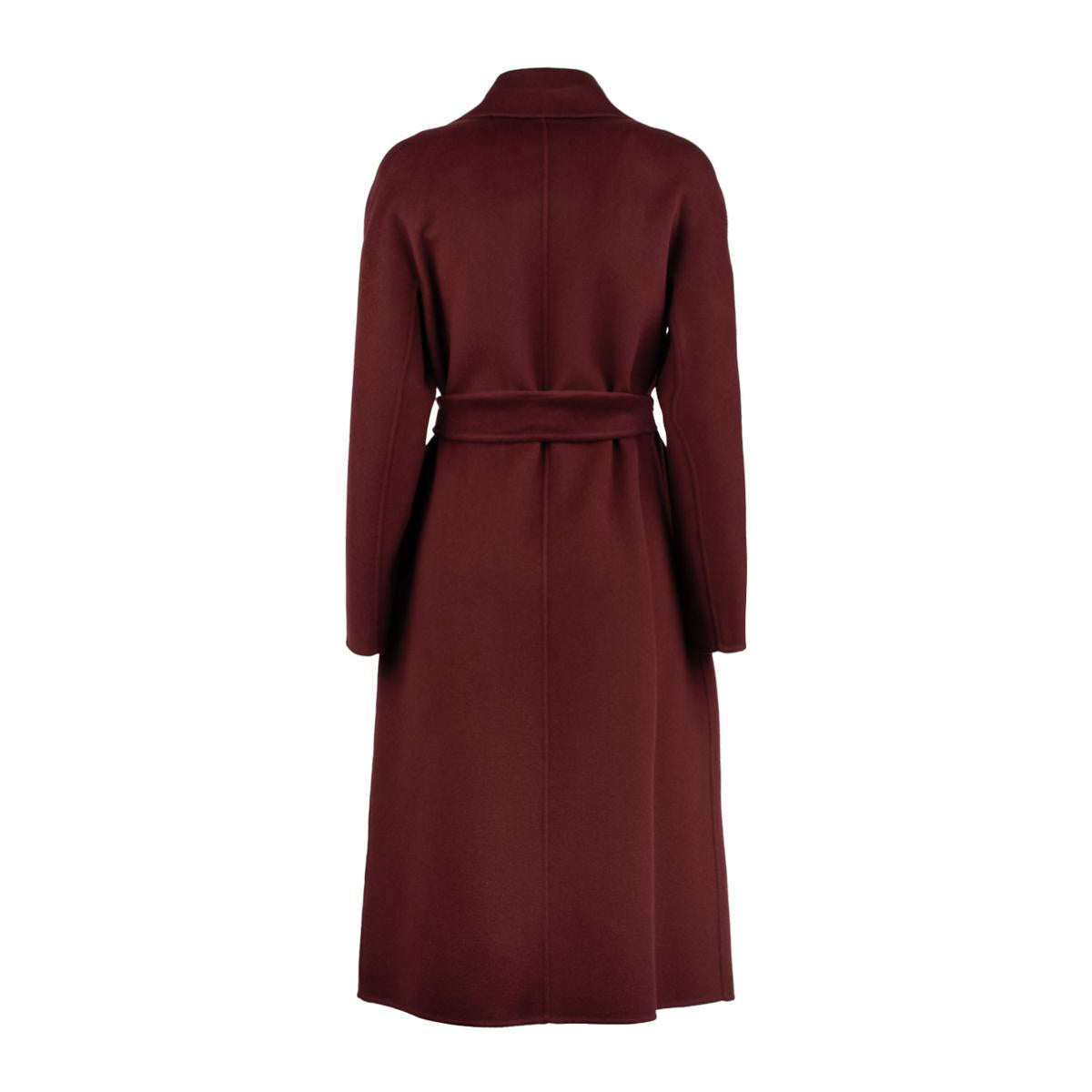 Max Mara Burgundy Cashmere Wool And Silk Robe Coat