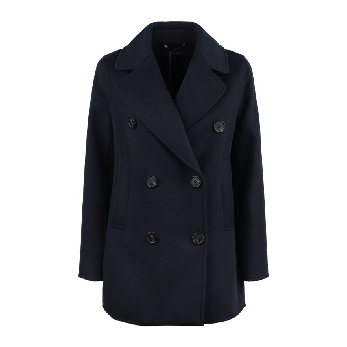 Max Mara Blue Double-Breasted Wool Caban