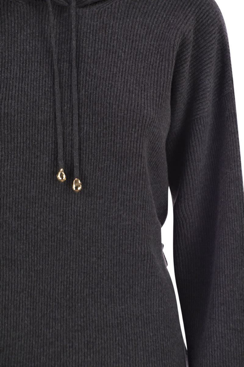 Fabiana Filippi English Ribbed Hooded Sweater