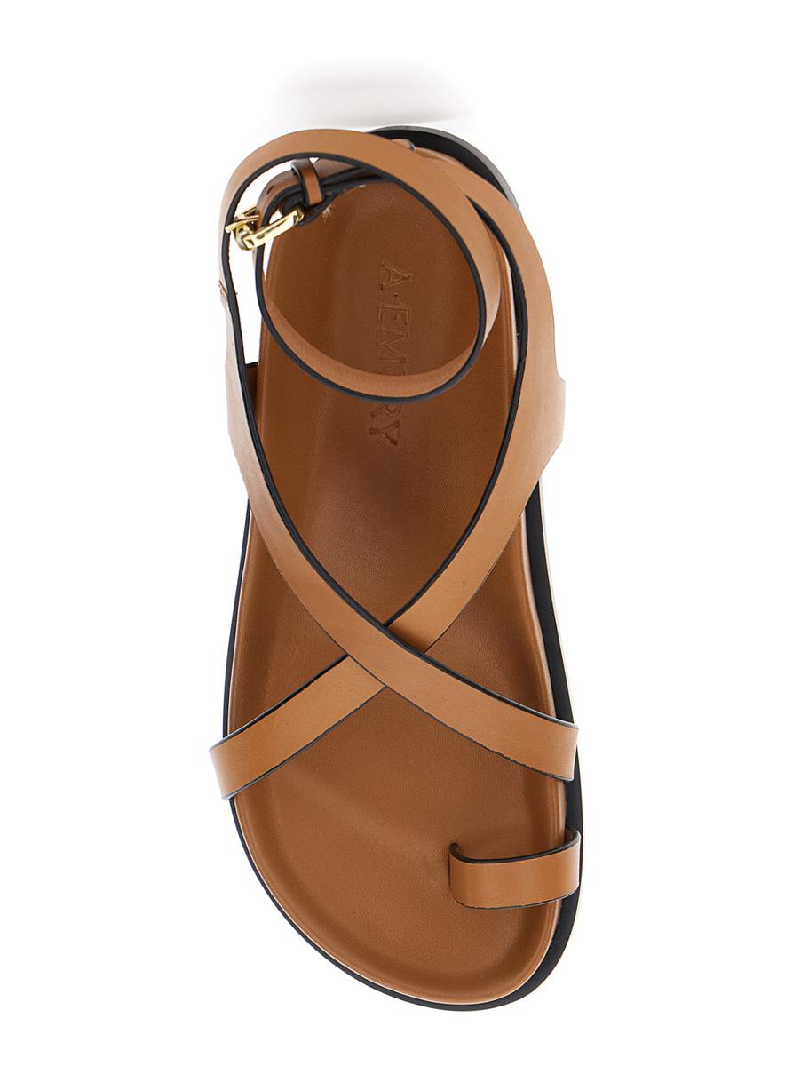 'Jalen Slim' Brown Sandals With Criss-Crossed Straps And Buckle Closure In Leather Woman