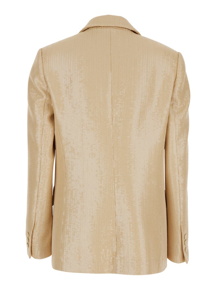 Beige Jacket With All-Over Sequins In Tech Fabric Woman