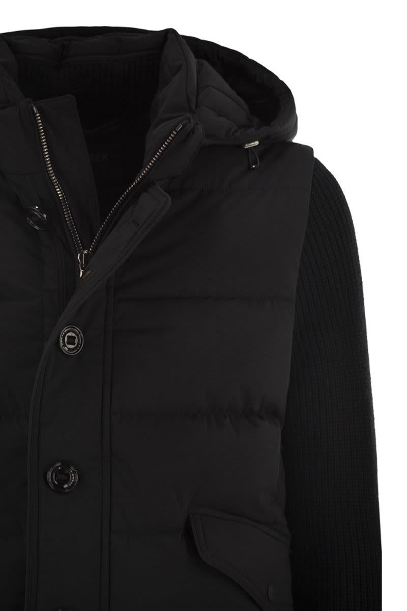 Moorer Foscolo-Knm - Bomber Jacket With Knitted Sleeves