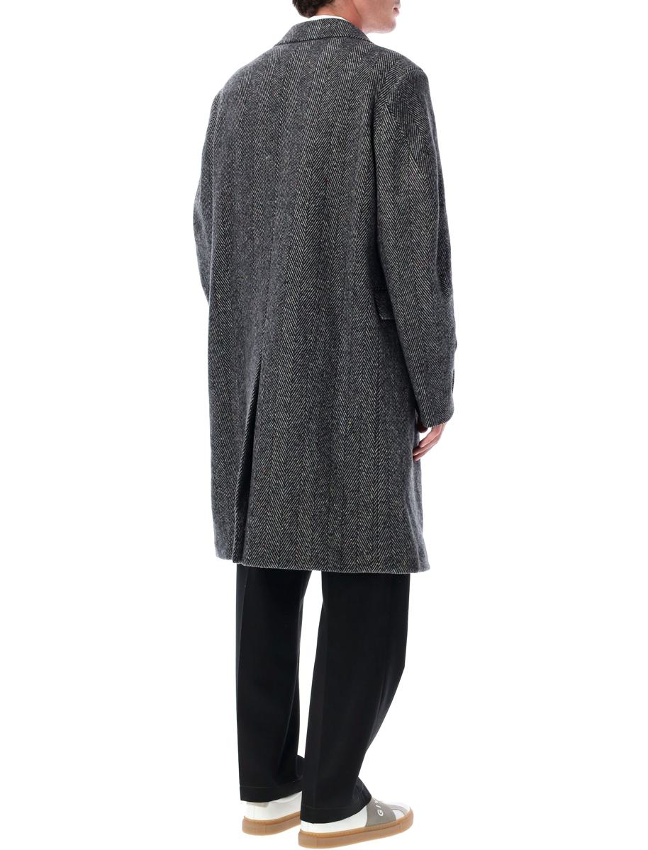 Givenchy Grey Herringbone Wool Overcoat