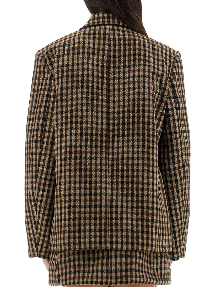Ganni Checked Wool Blazer