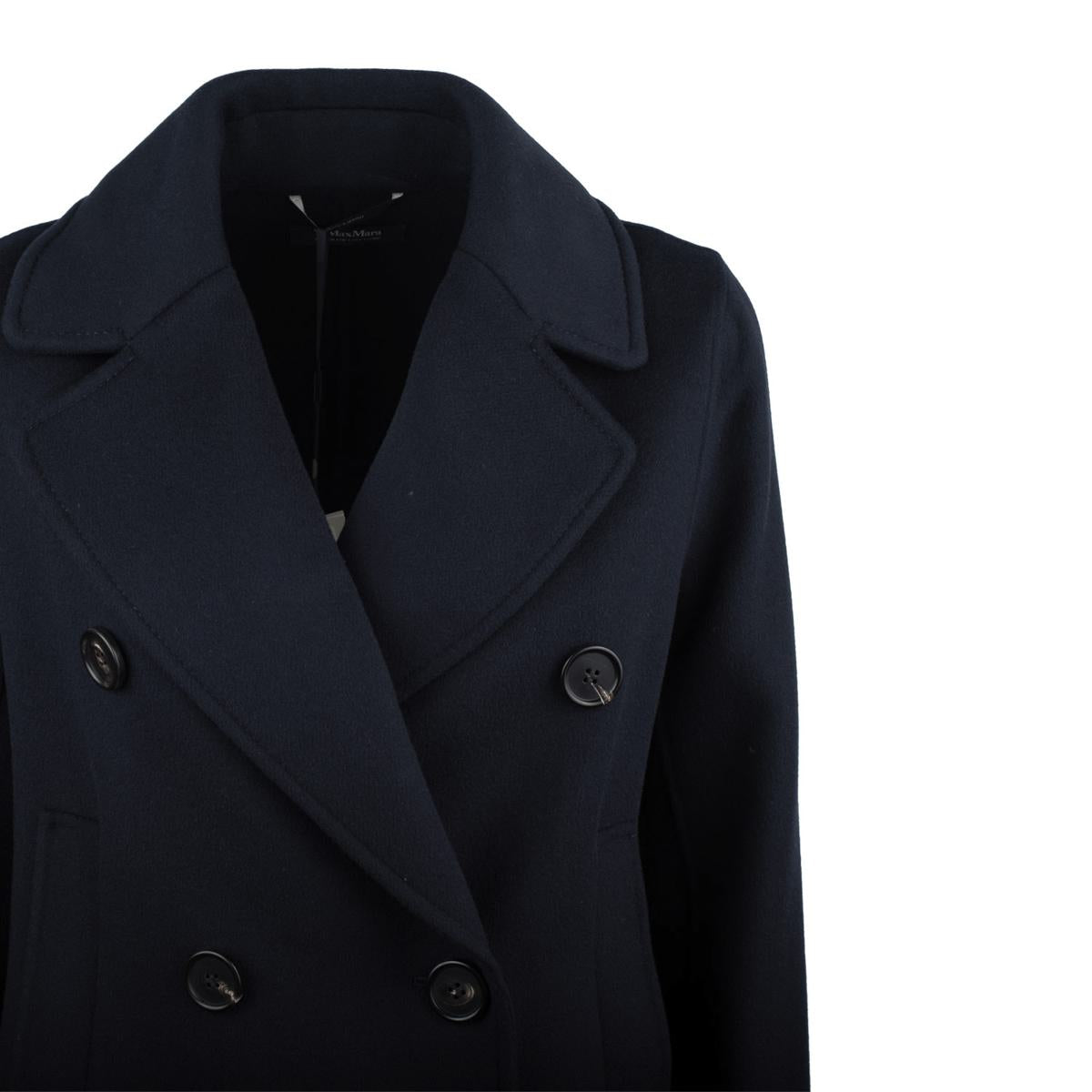 Max Mara Blue Double-Breasted Wool Caban
