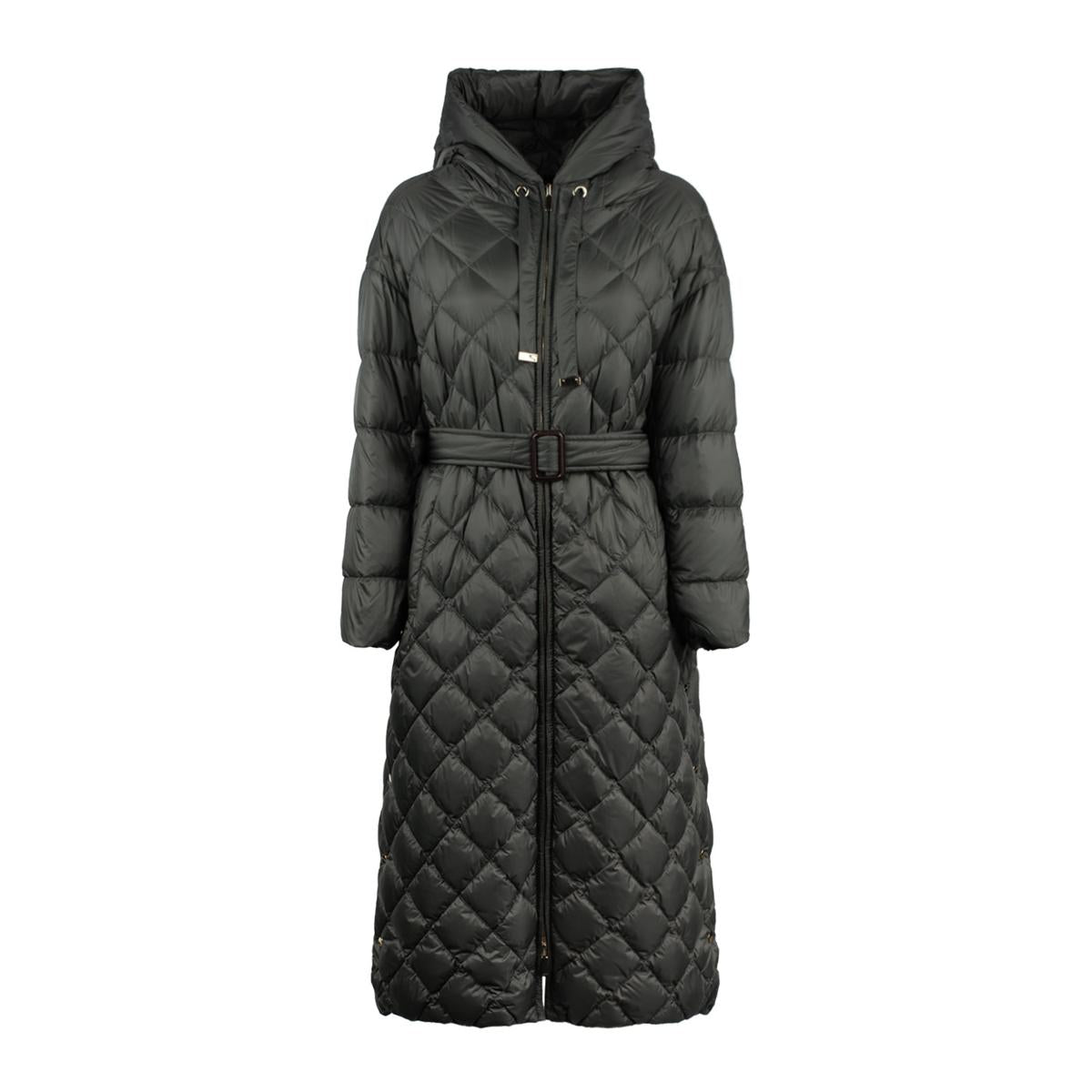Max Mara Long Rhombus Down Jacket With Hood