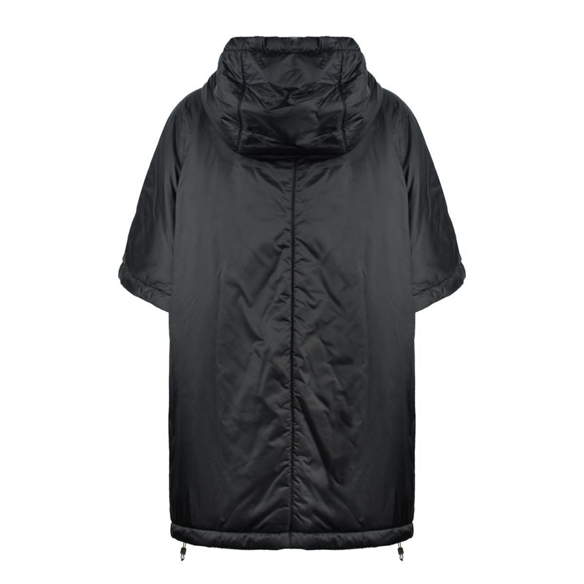 Max Mara Black Padded Cape With Drip-Proof Canvas Hood